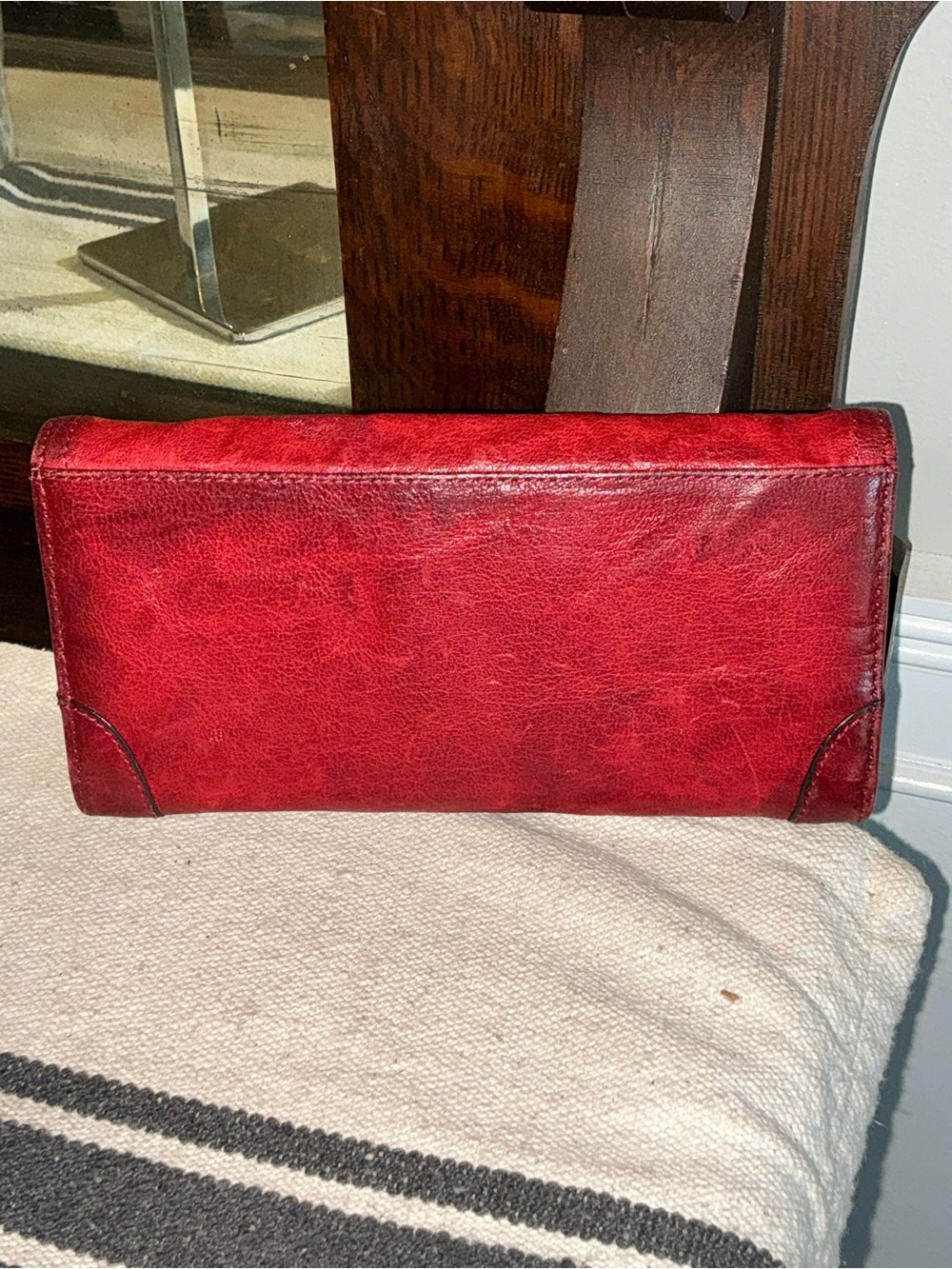 Frye Cameron Leather Burnt Red Continental Wallet Retail $178 - Picture 4 of 12